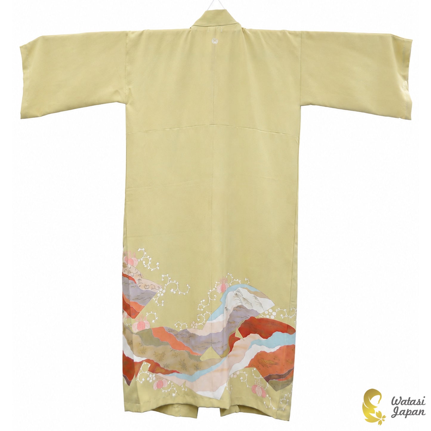 Kimono Abaya — Sage Yellow Abstract Patchwork | Open Abaya & Sash