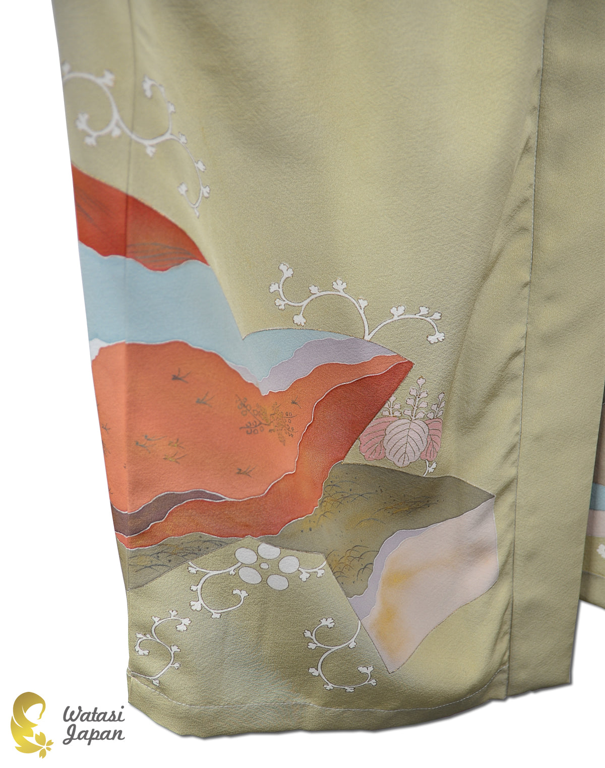 Kimono Abaya — Sage Yellow Abstract Patchwork | Open Abaya & Sash