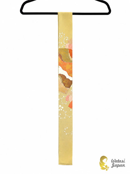 Kimono Abaya — Sage Yellow Abstract Patchwork | Open Abaya & Sash