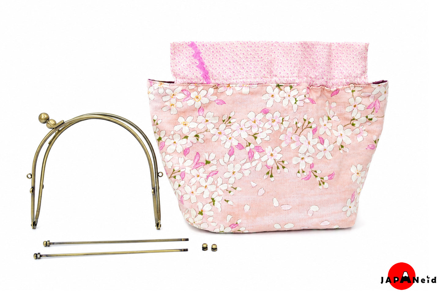 Kimono Gamaguchi Handbag — White × Floral