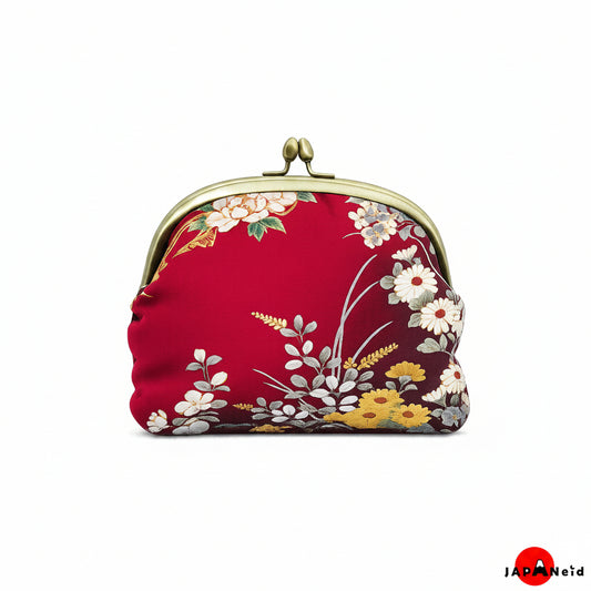 Kimono Gamaguchi Clutch — Red × Black