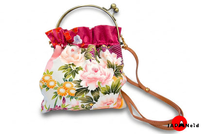 Kimono Gamaguchi Handbag — White × Floral