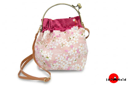 Kimono Gamaguchi Handbag — White × Floral