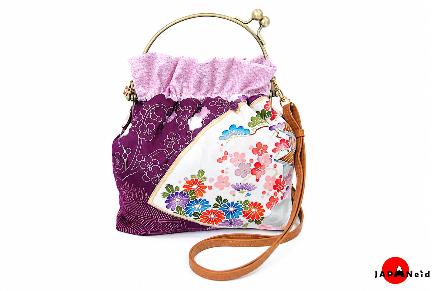 Kimono Clasp Bag — Purple × Sakura Pink