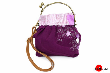 Kimono Clasp Bag — Purple × Sakura Pink