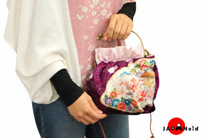 Kimono Clasp Bag — Purple × Sakura Pink