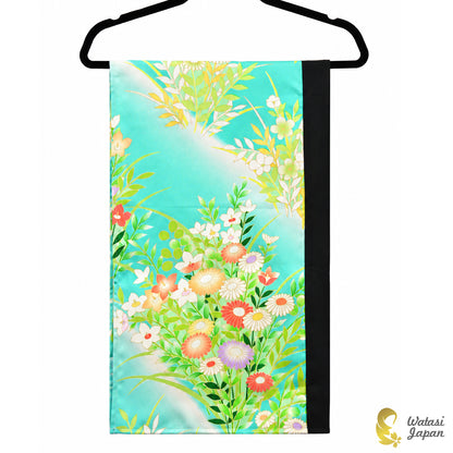 Shawl: Kimono Hijab — Turquoise Kiku Garden / Kimono Jewel
