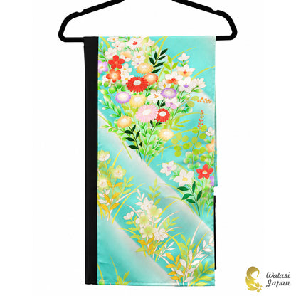 Shawl: Kimono Hijab — Turquoise Kiku Garden / Kimono Jewel