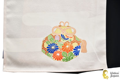 Shawl: Kimono Hijab — Blush Pink Temari & Kinchaku / Kimono Jewel