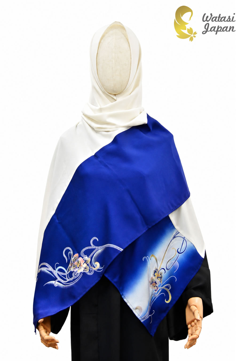 Shawl: Kimono Hijab — Royal Blue Ran & Arabesque / Kimono Jewel