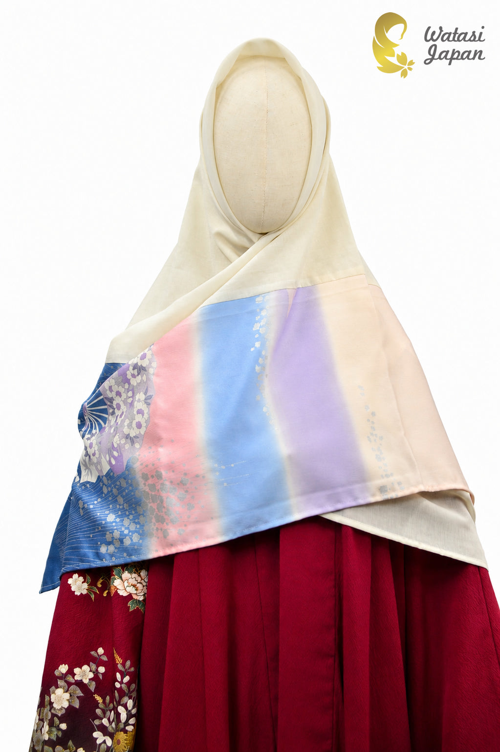 Square: Kimono Hijab — Pastel Sensu & Sakura / Kimono Jewel