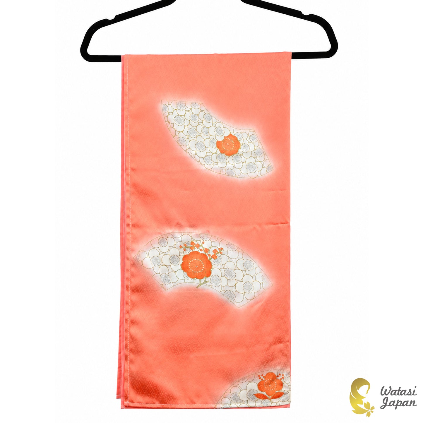 Square: Kimono Hijab — Coral Orange Sensu & Tsubaki / Kimono Jewel