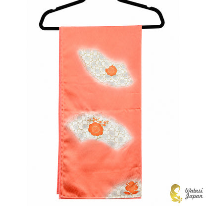 Square: Kimono Hijab — Coral Orange Sensu & Tsubaki / Kimono Jewel