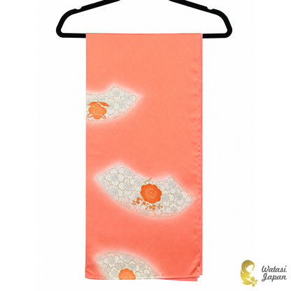 Square: Kimono Hijab — Coral Orange Sensu & Tsubaki / Kimono Jewel
