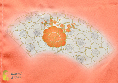 Square: Kimono Hijab — Coral Orange Sensu & Tsubaki / Kimono Jewel