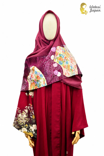 Square: Kimono Hijab — Magenta Sensu & Sato / Kimono Jewel