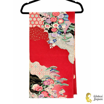 Square: Kimono Hijab — Crimson Festive Floral / Kimono Jewel