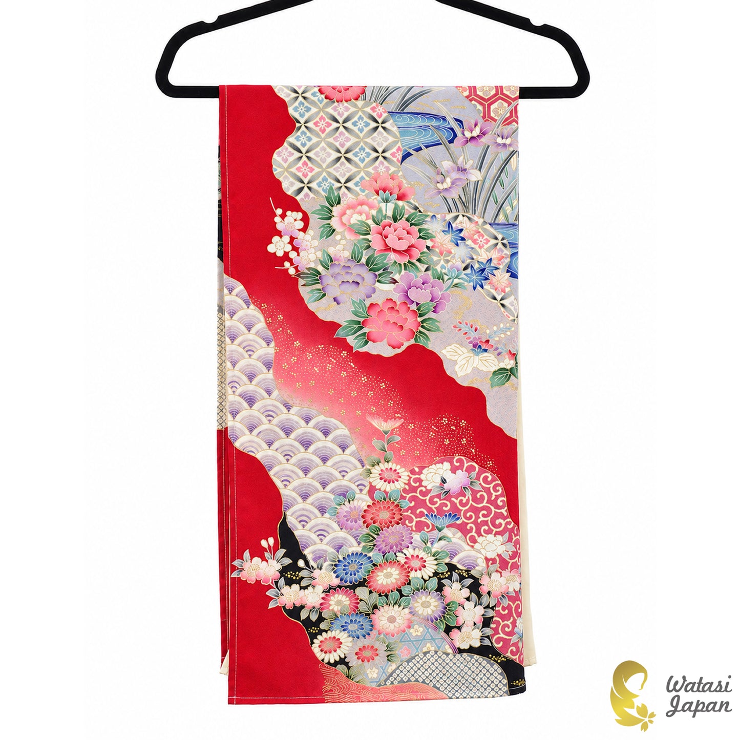 Square: Kimono Hijab — Crimson Festive Floral / Kimono Jewel