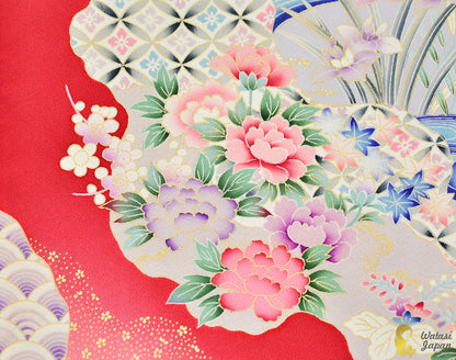 Square: Kimono Hijab — Crimson Festive Floral / Kimono Jewel