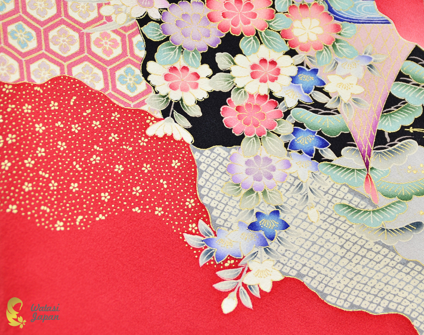 Square: Kimono Hijab — Crimson Festive Floral / Kimono Jewel