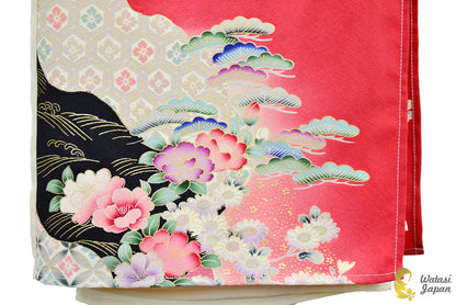 Square: Kimono Hijab — Crimson Festive Floral / Kimono Jewel