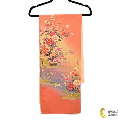 Square: Kimono Hijab — Peach Botan & Ume Garden / Kimono Jewel