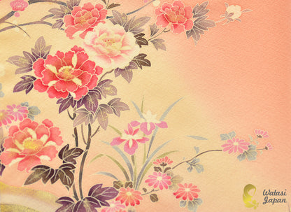 Square: Kimono Hijab — Peach Botan & Ume Garden / Kimono Jewel