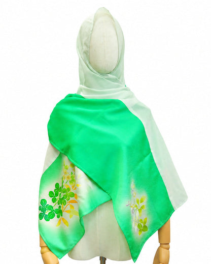 Shawl: Kimono Hijab — Green Floral / Kimono Jewel