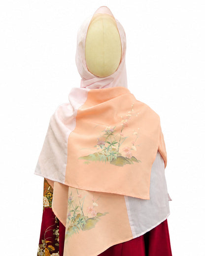 Shawl: Kimono Hijab — Peach Floral / Kimono Jewel