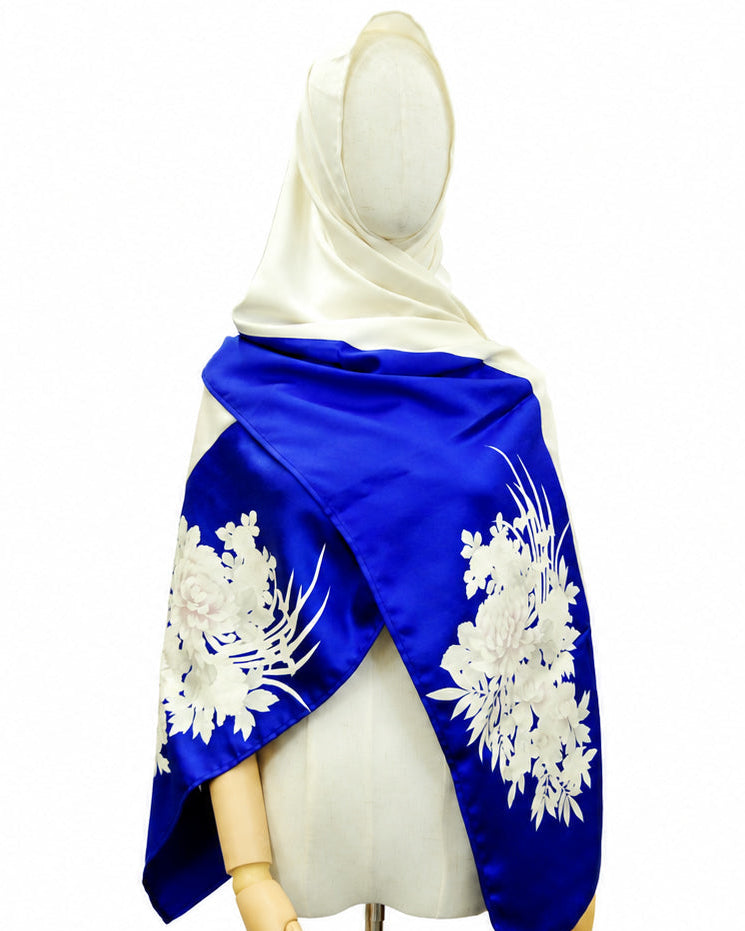 Shawl: Kimono Hijab — Royal Blue Peony / Kimono Jewel