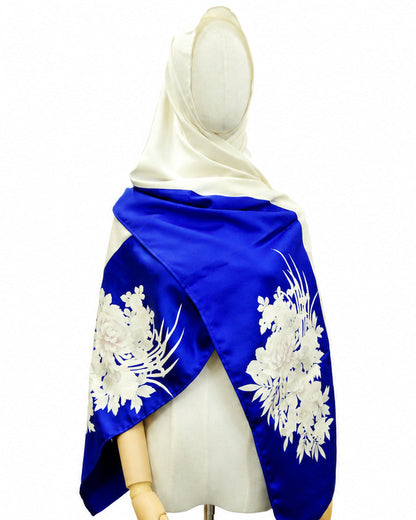 Shawl: Kimono Hijab — Royal Blue Peony / Kimono Jewel