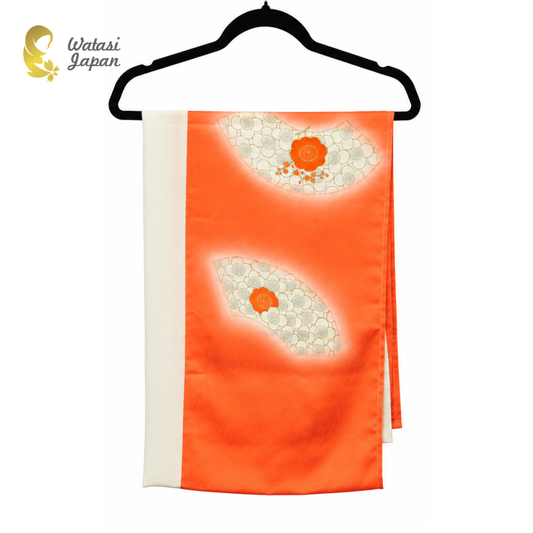 Shawl: Kimono Hijab — Vermillion Orange Camellia / Kimono Jewel
