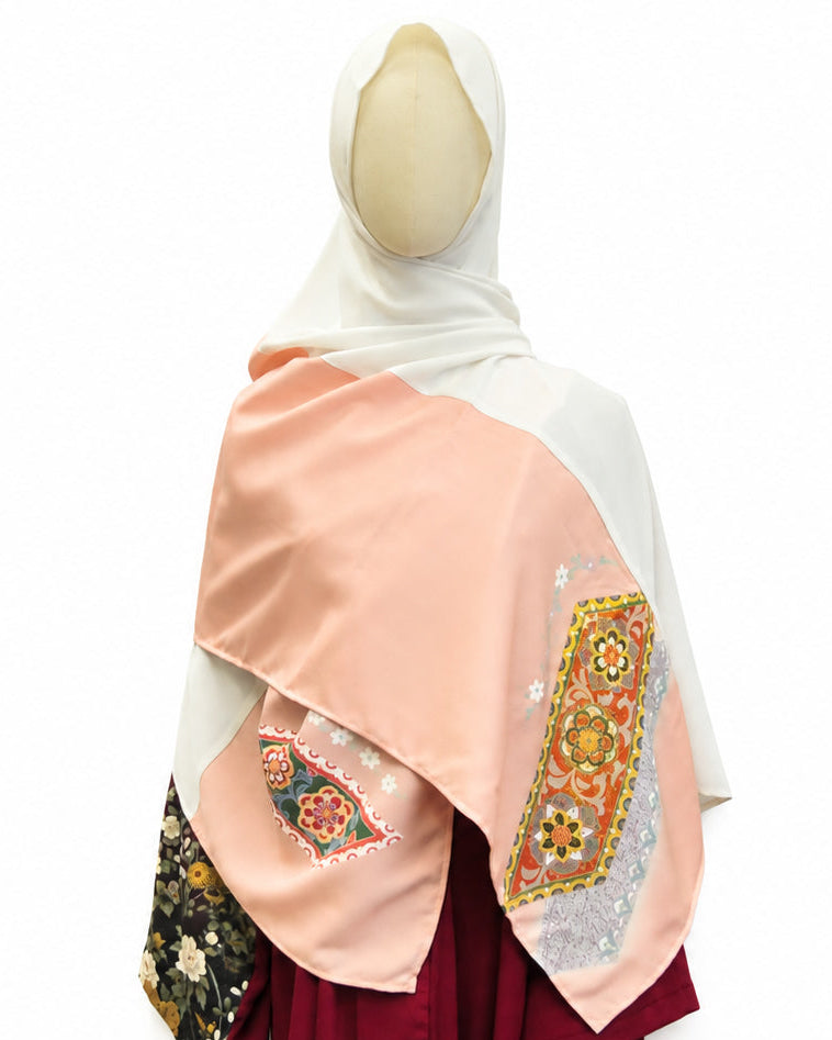 Shawl: Kimono Hijab — Blush Pink Tanzaku / Kimono Jewel