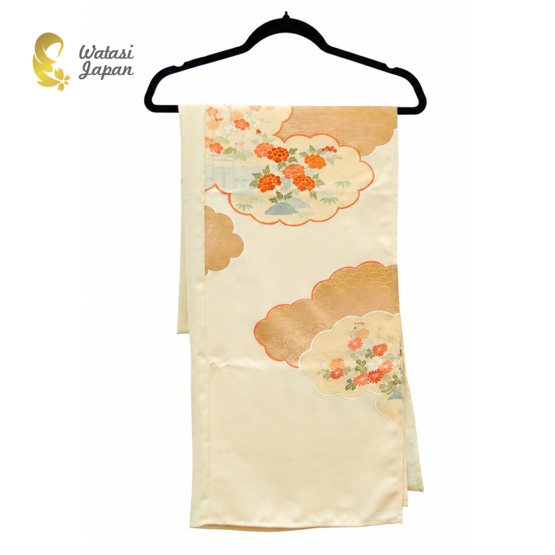 Shawl: Kimono Hijab — Ivory Cloud Floral / Kimono Jewel